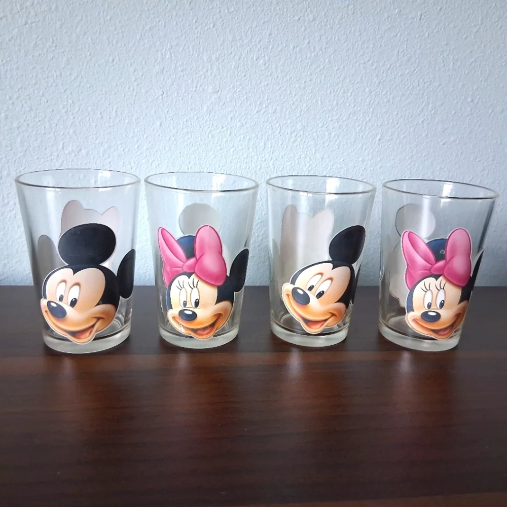 Disney Mickey Minnie Mouse Pitcher And Glasses Set Juice Water Drink Glass Kids